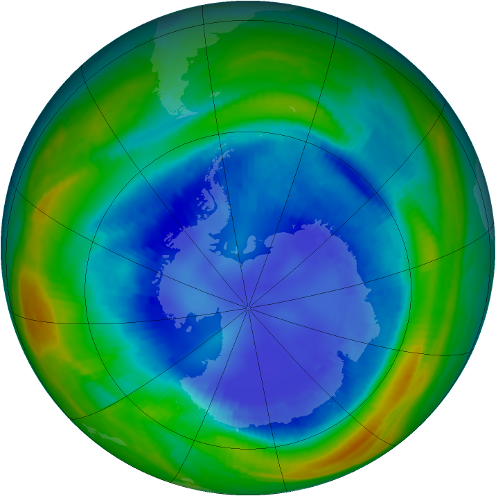 Antarctic ozone map for 27 August 1999
